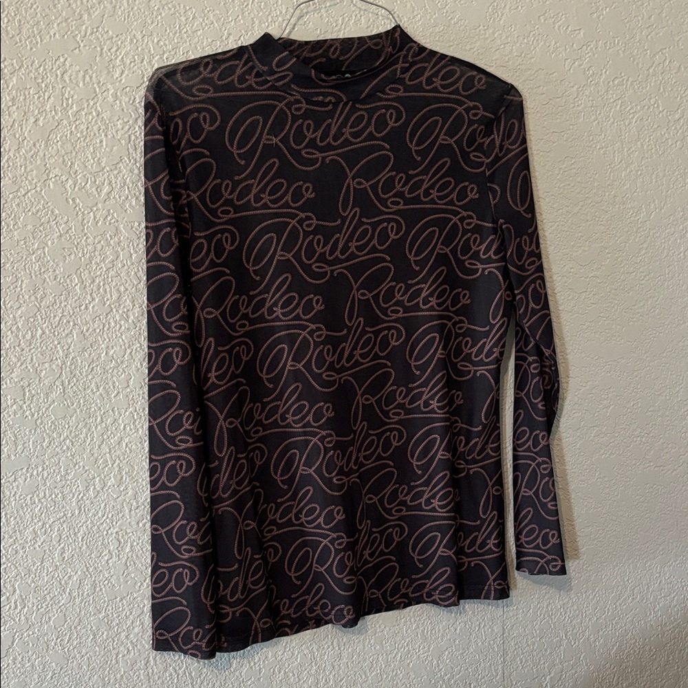 Rodeo Black Long Sleeve Mesh Too size Large